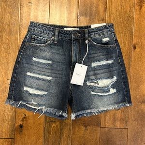 High Waisted Ripped Denim Shorts